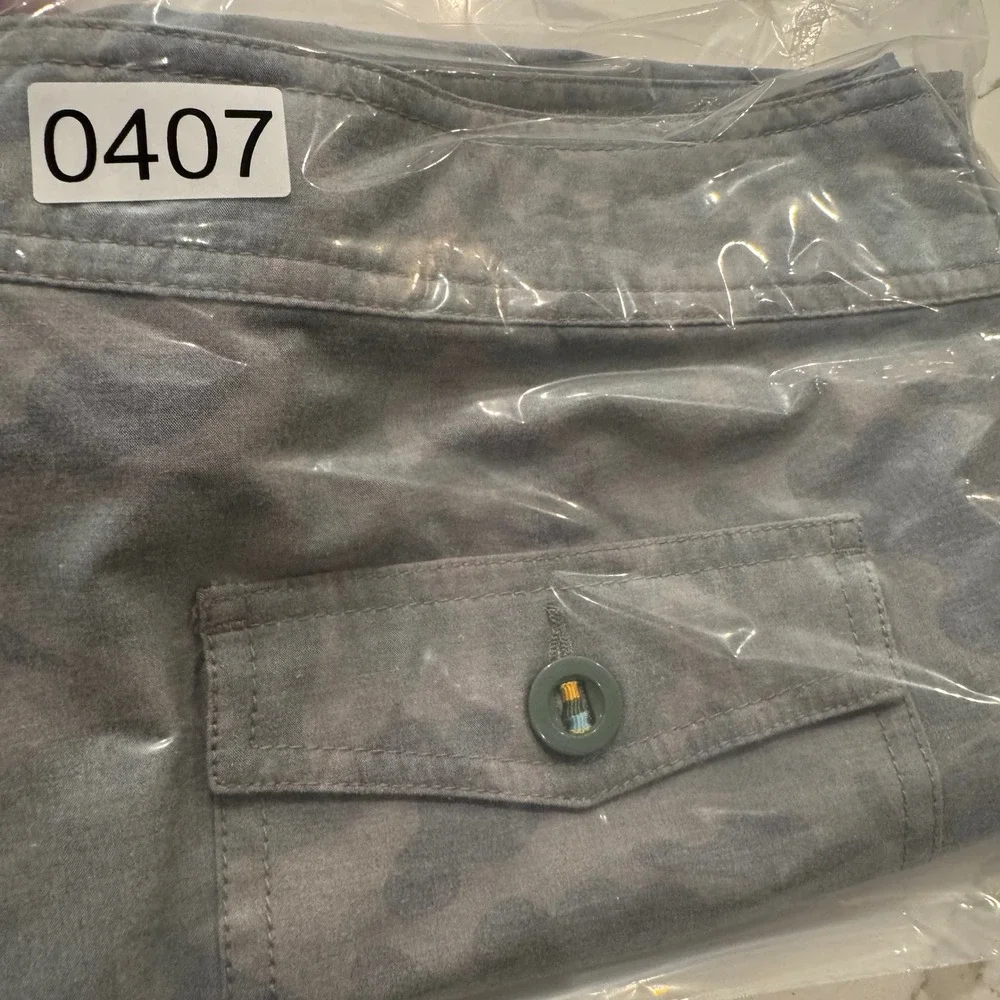 Marsh Wear Ride the Tide Camo Board Shorts Mens 38 Grey Blue Fishing Swim Trunks